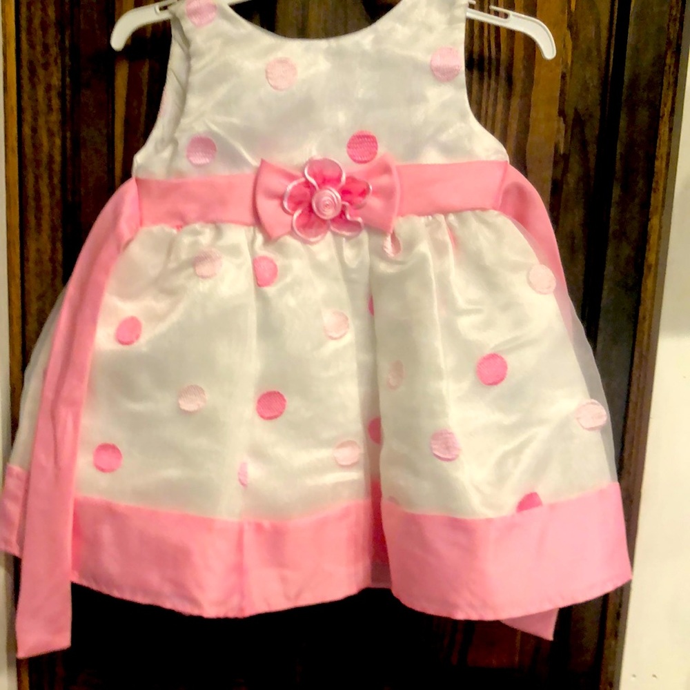 White with pink shimmery Youngland dress